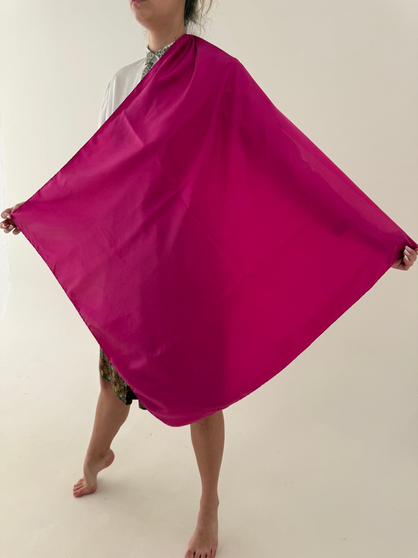 Eșarfă fucsia XL din mătase naturală