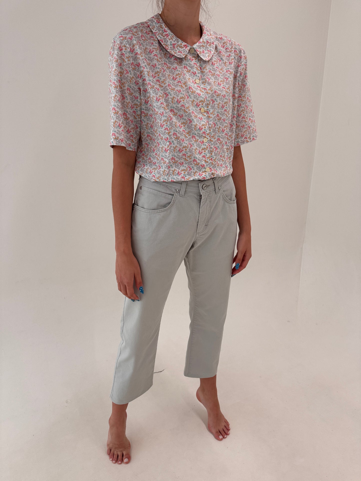Pantaloni Joop de vară silver gray din bumbac premium modelator petite