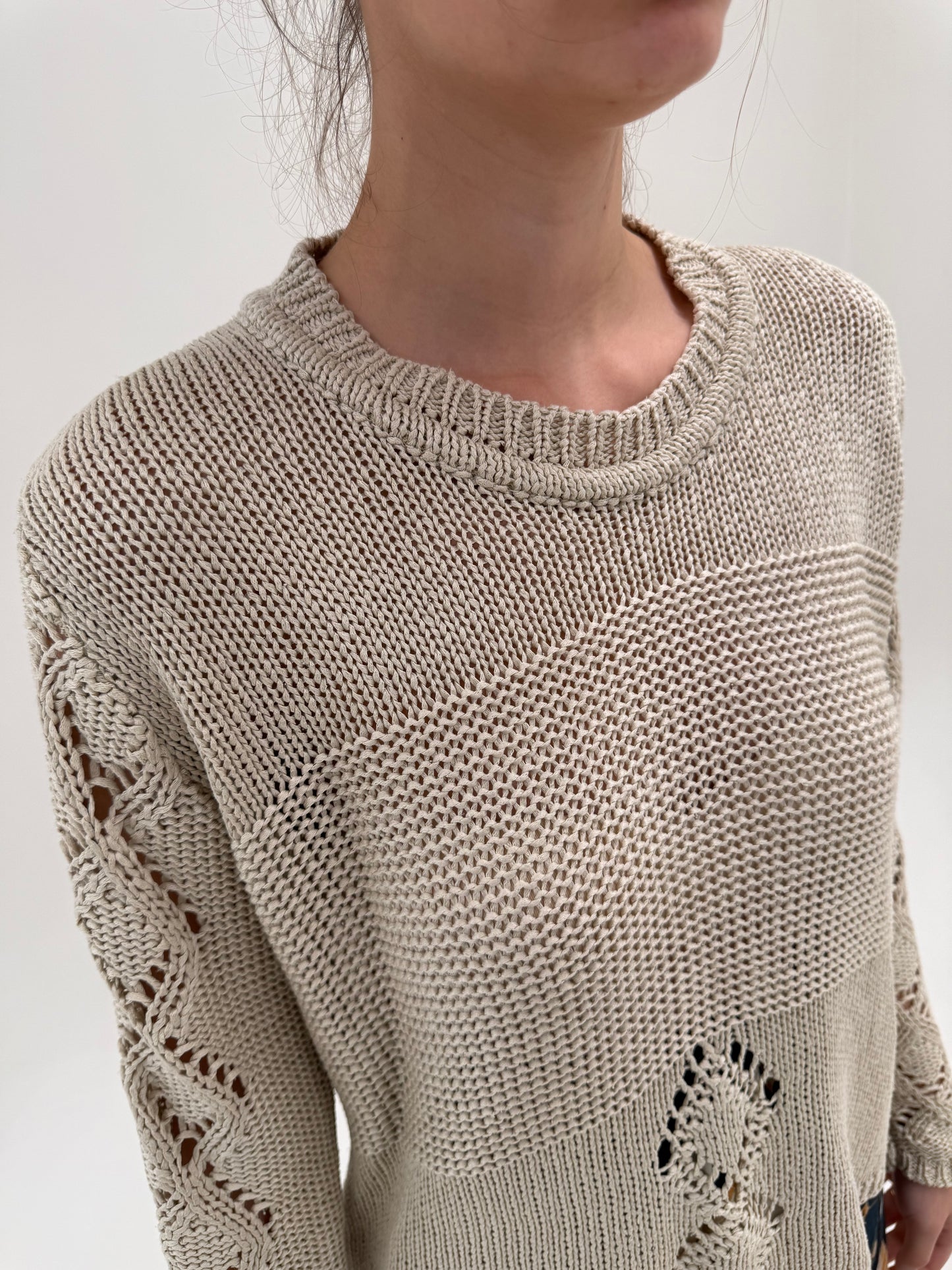 Bluză din tricot premium grej din bumbac high end