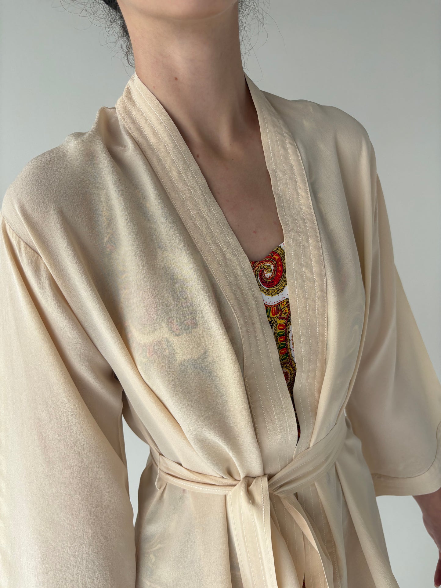 Halat / Top din mătase naturală luxury Guy Laroche cu influențe de kimono