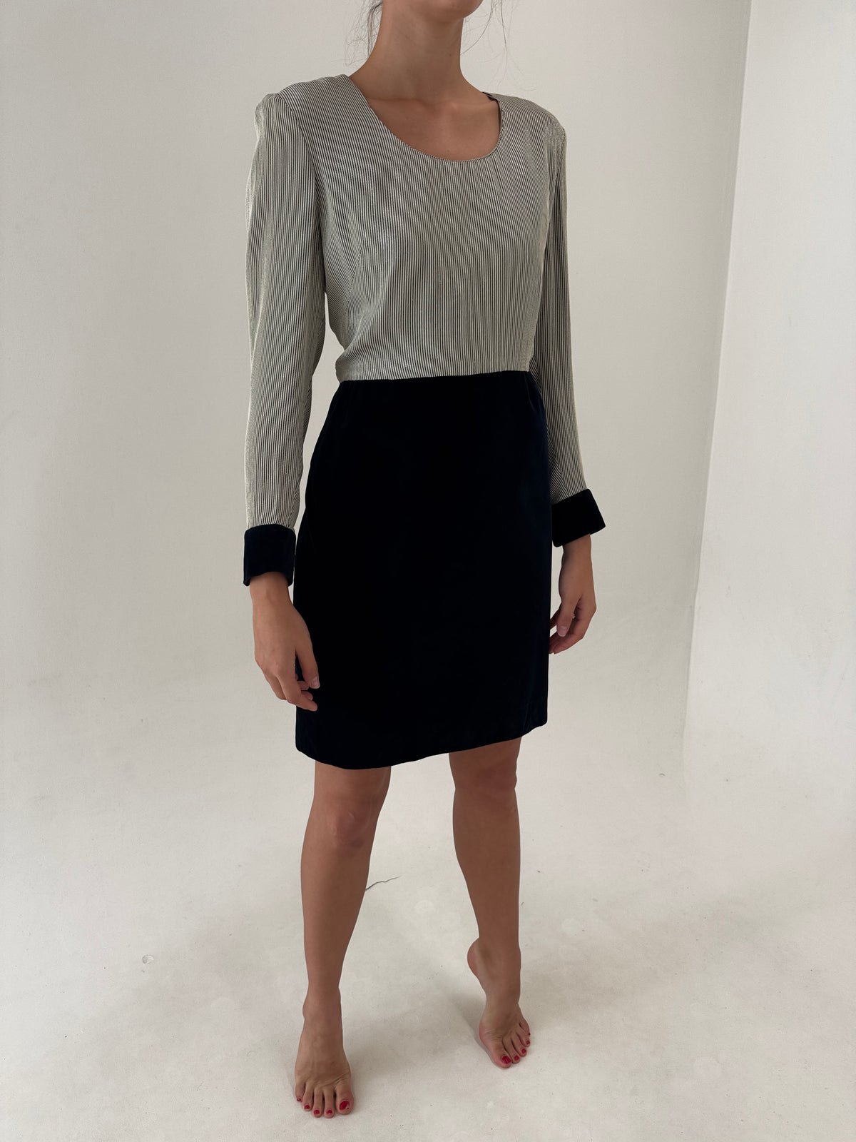 Rochie vintage italiană din mătase naturală și bumbac de la business la cocktail