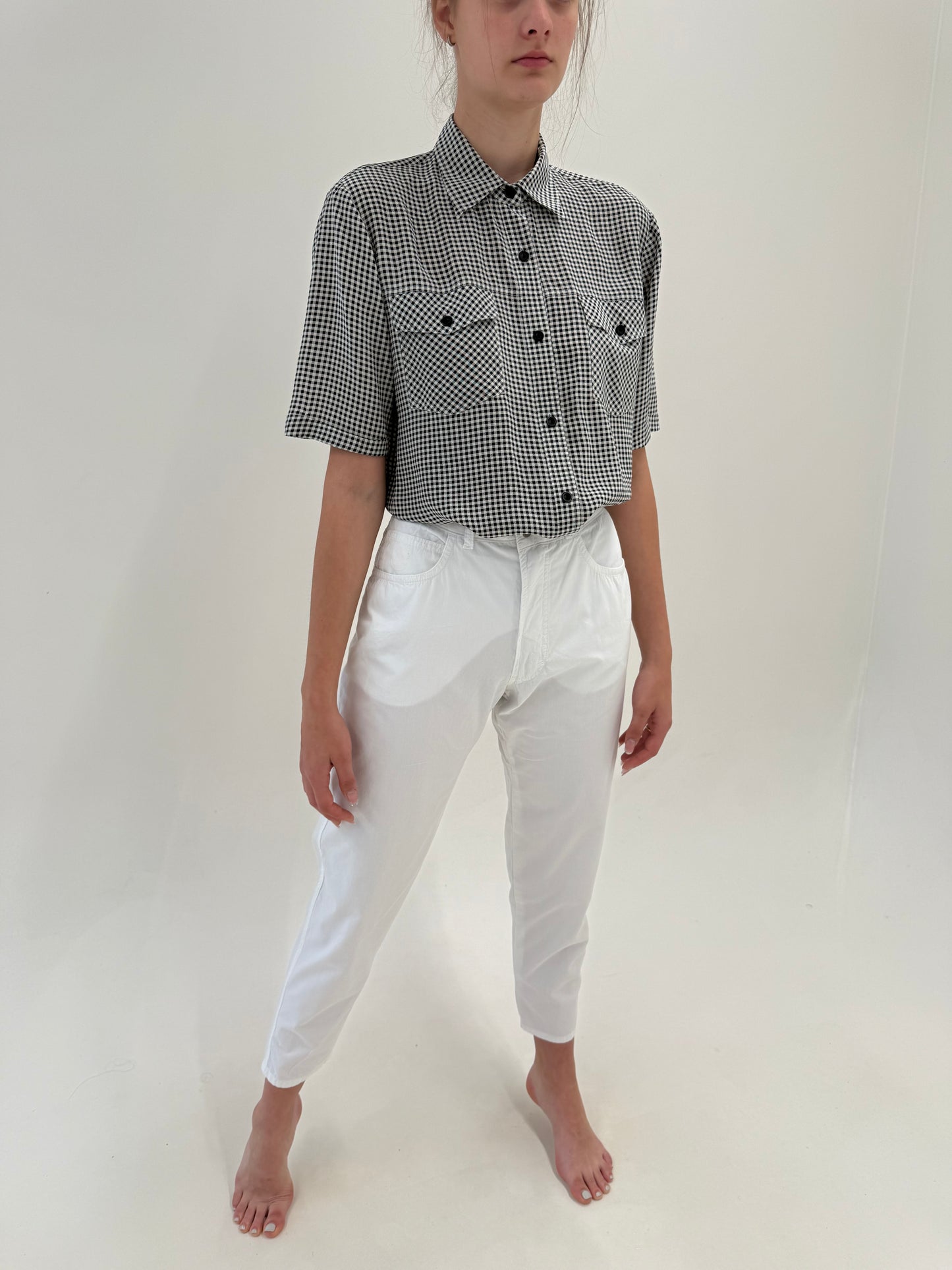 Pantaloni luxury Trussardi petite din poplin de bumbac