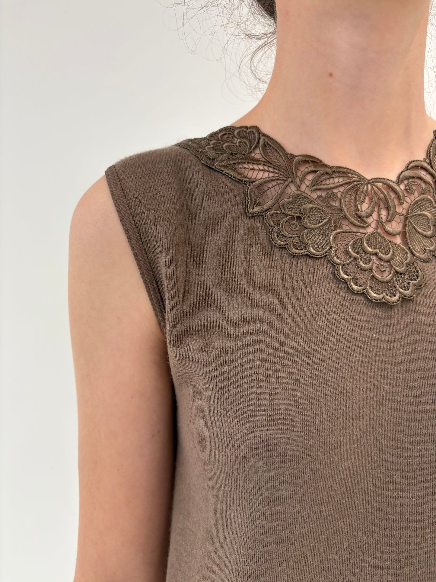 Top cafe au lait italian din mix de lana de lana extrafina