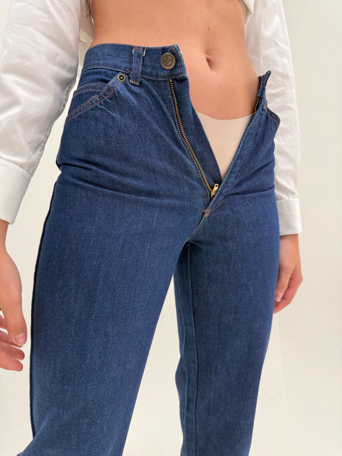 Jeans old vintage tall din material excepțional straight leg darker wash