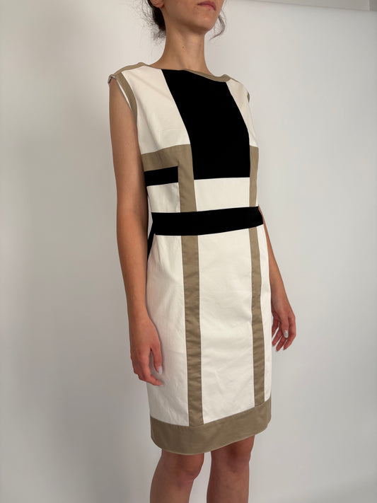 Rochie business colorblock din poplin de bumbac cu ținuta