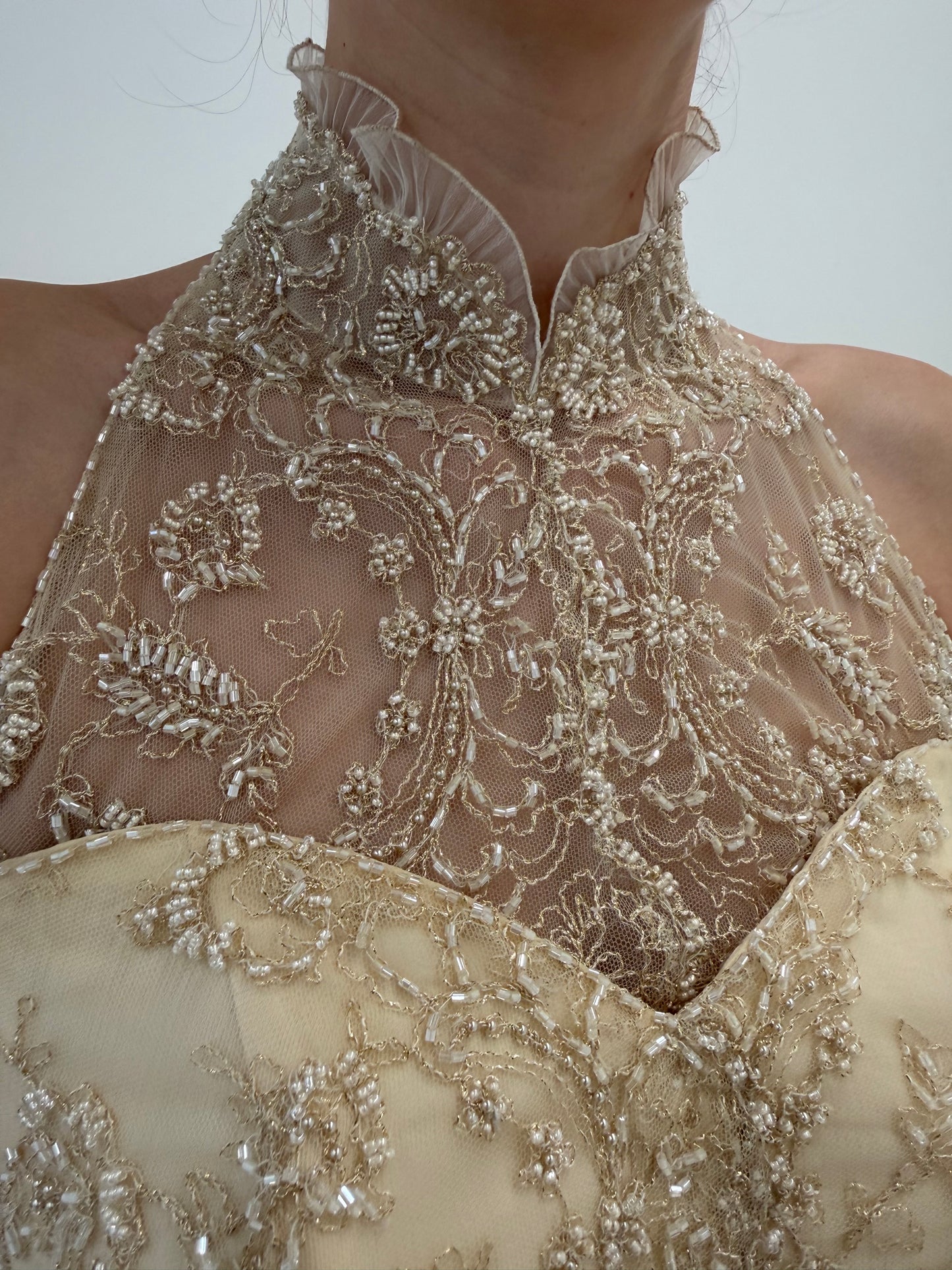 Corset couture din mătase naturală cu aplicații manauale excepționale nude