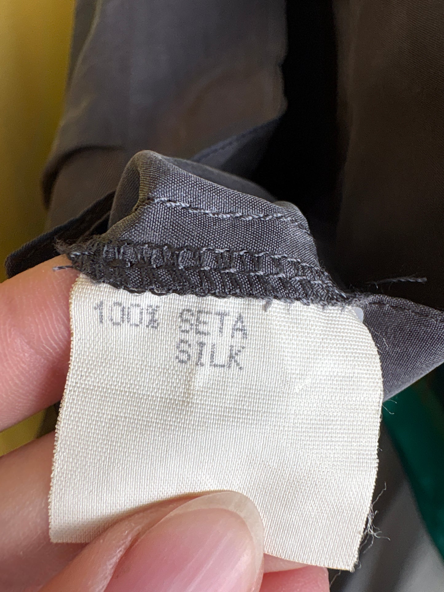 Pantaloni din mătase naturală steel gray cu talie ultra înaltă și pense