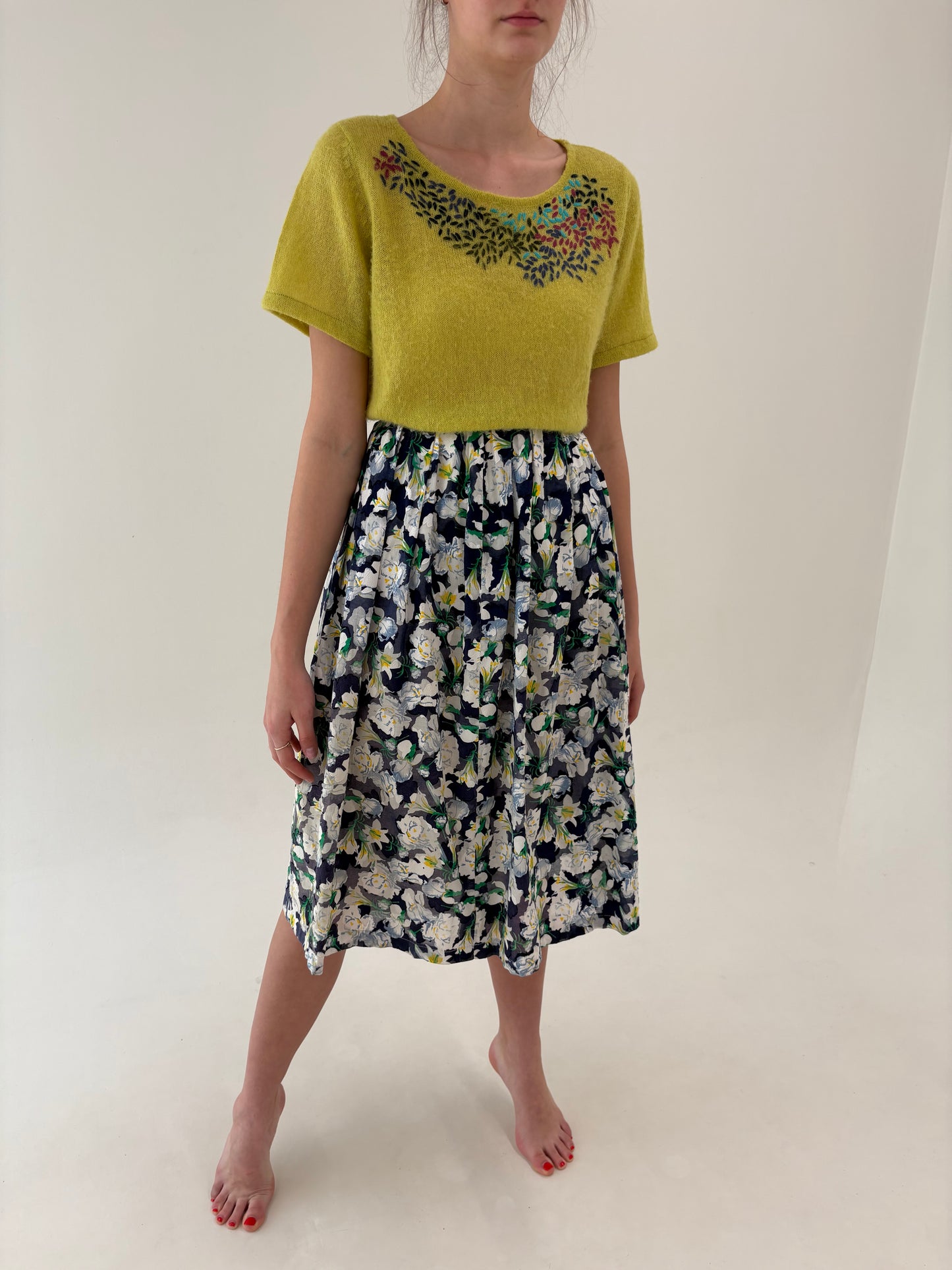 Fustă vintage cu print floral superb din panzica