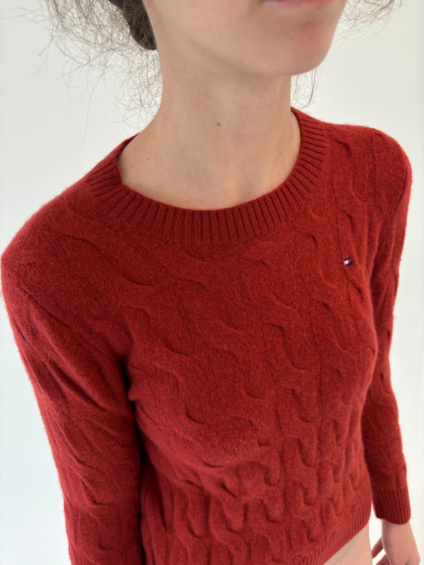 Pulover Tommy Hilfiger din lana extrafina de gramaj mare cu torsade