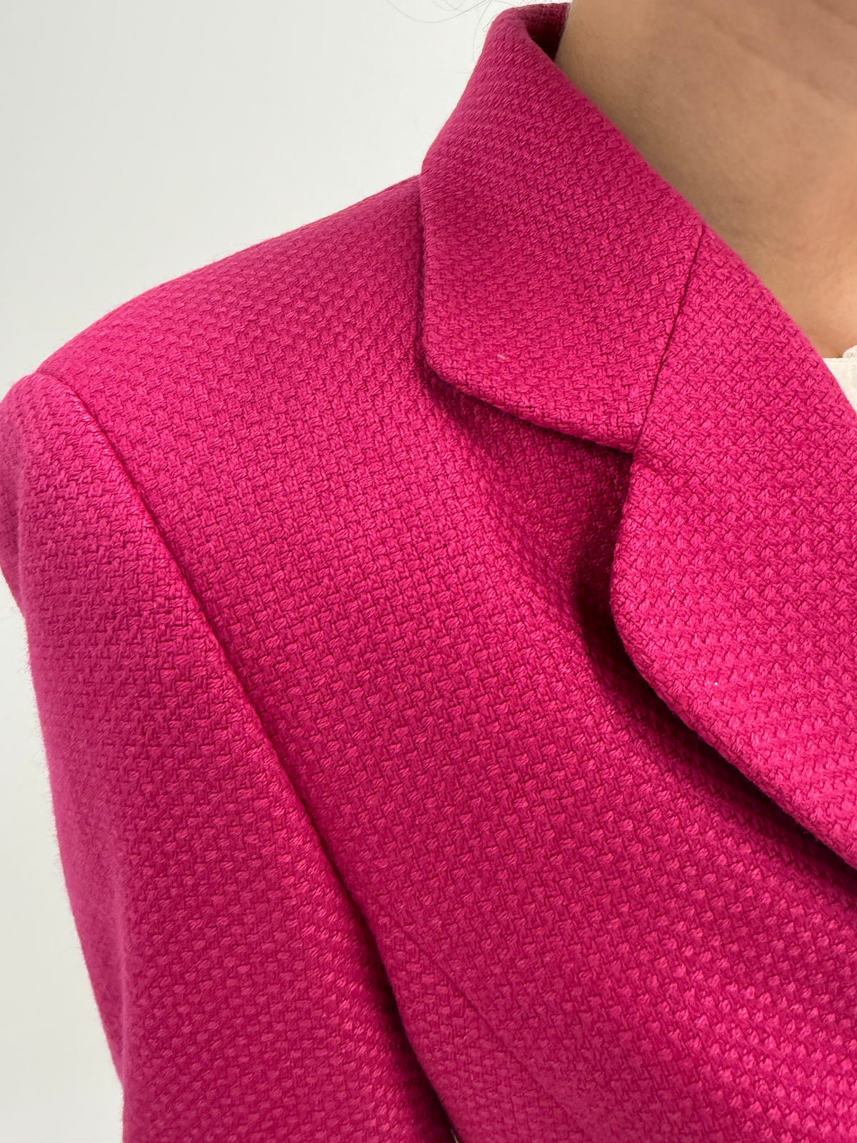 Sacou Escada fucsia din stofă ultra luxury Piacenza din cașmir și mătase naturală