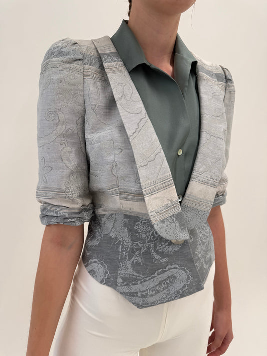 Sacou ultra luxury Armani cambrat din mix de în cu interior din mătase naturală