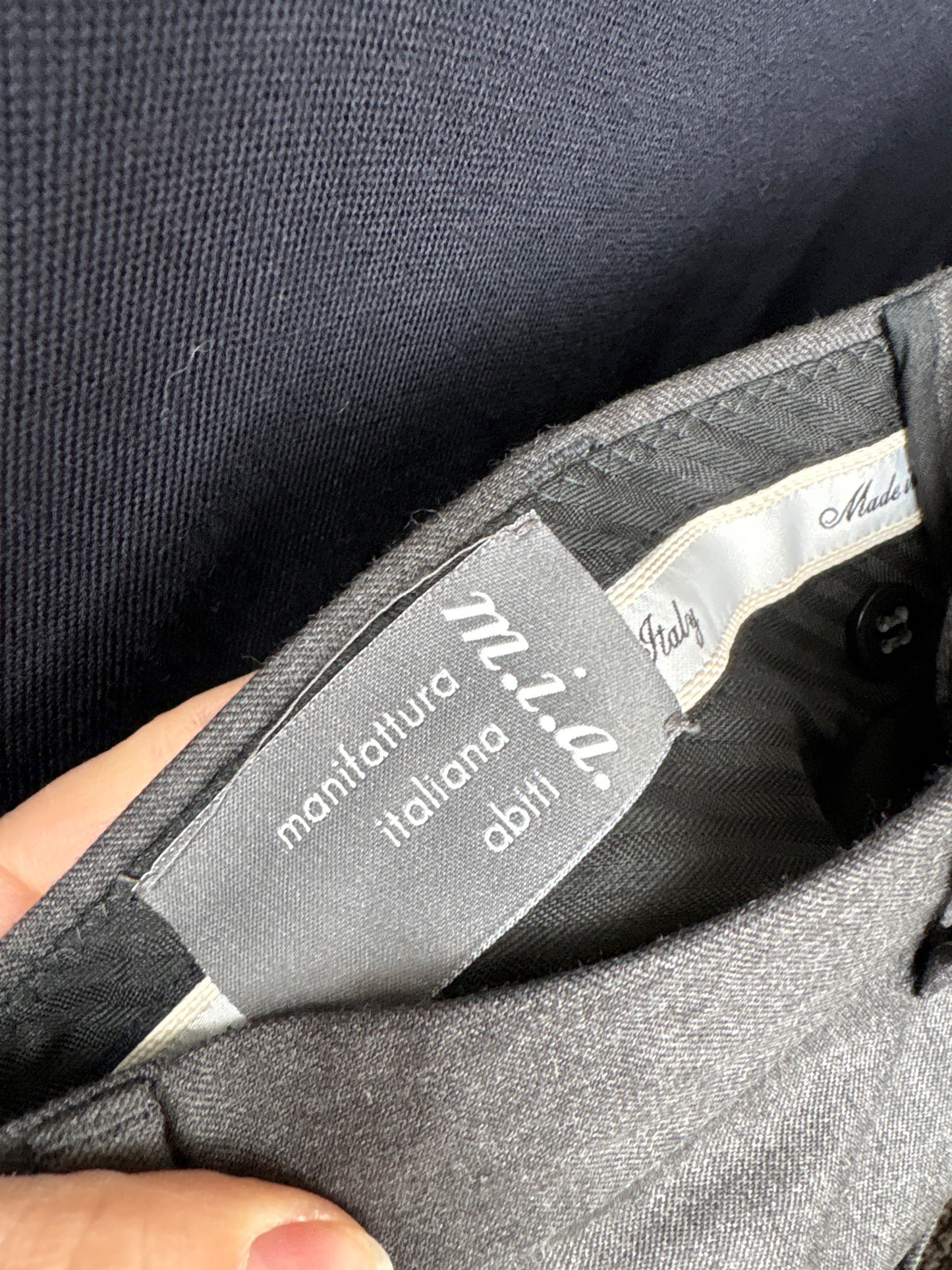 Pantaloni cu talie înaltă stone gray din lana extrafina super 100’s