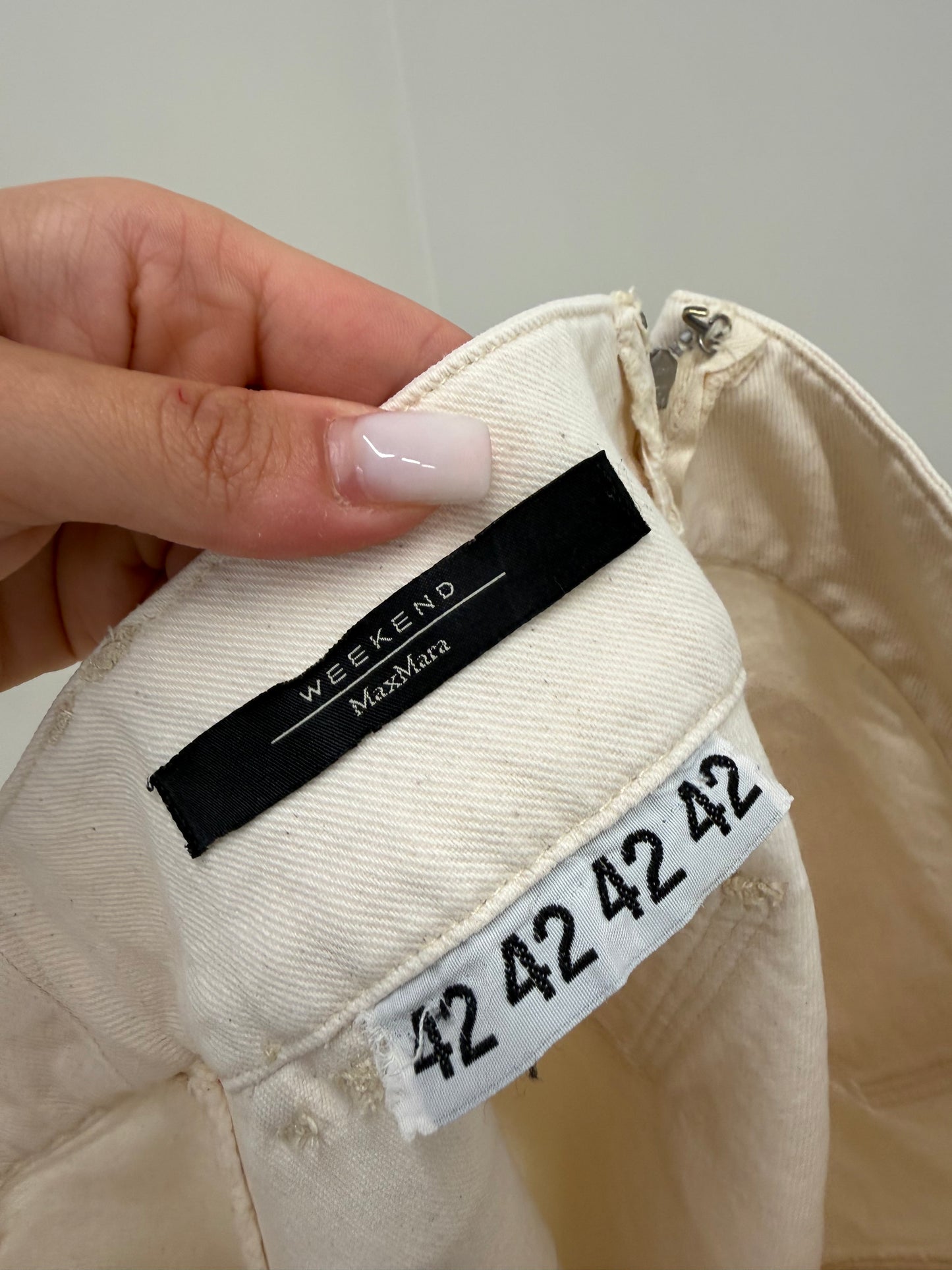 Fustă Max Mara light nude din canvas de bumbac midi lung