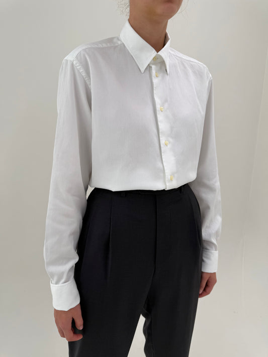 Cămașa ultra luxury Giorgio Armani cu butoni incluși din poplin texturat de bumbac