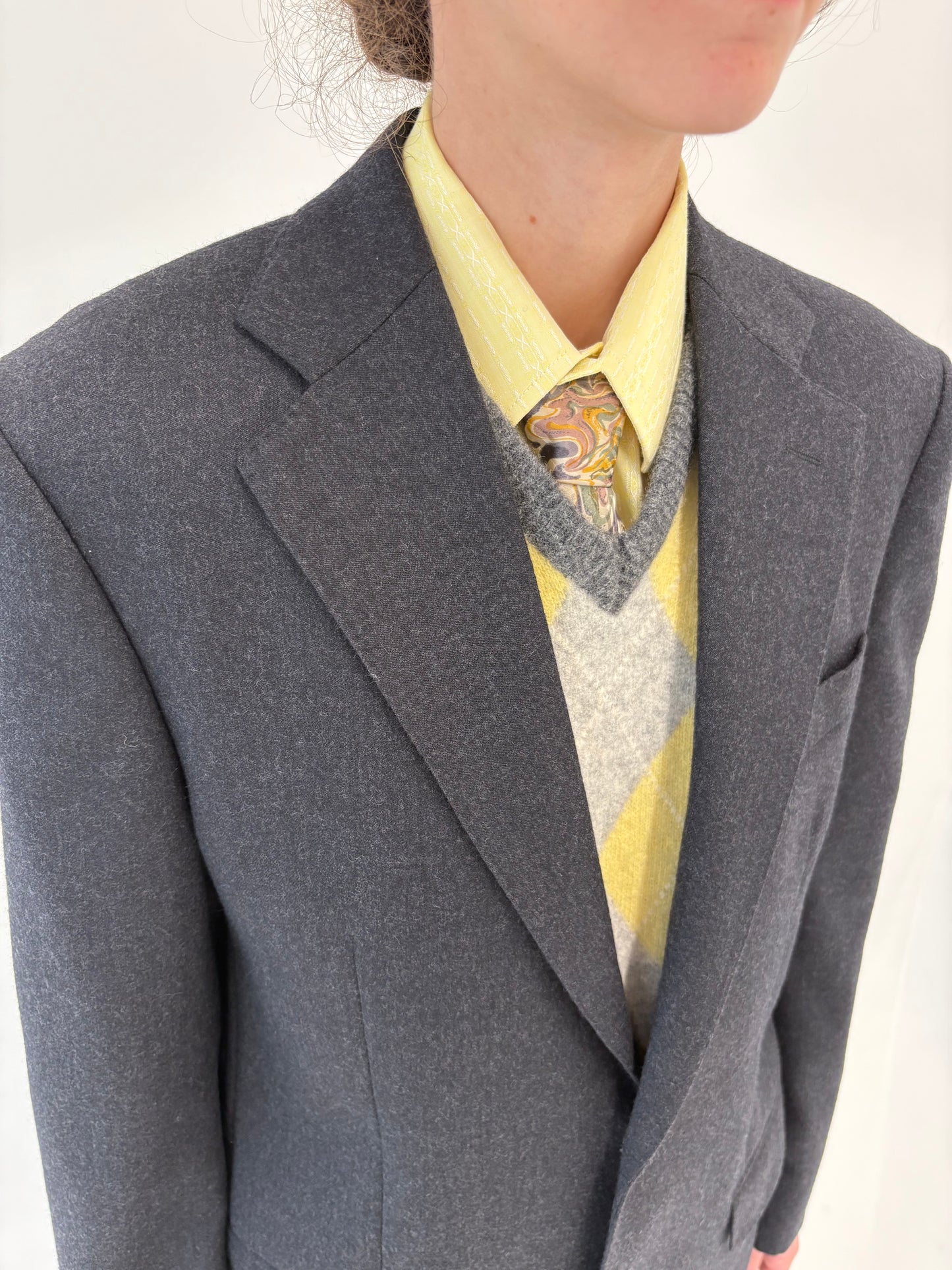 Sacou charcoal gray din lana plină extrafina certificată ușor structurată