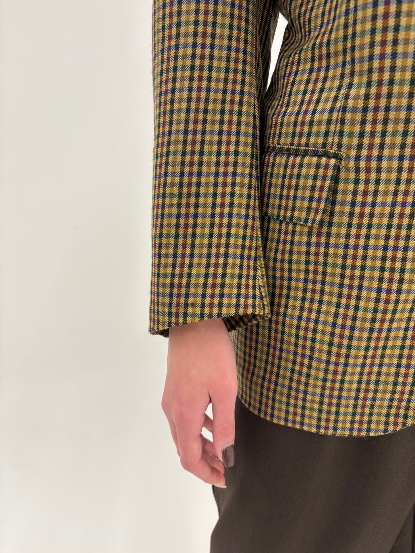 Sacou couture camel italian din stofă 100% cașmir în carouri