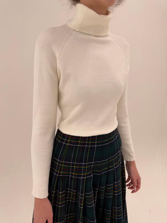 Maleta ribbed italiană butter white din lana merino extrafina