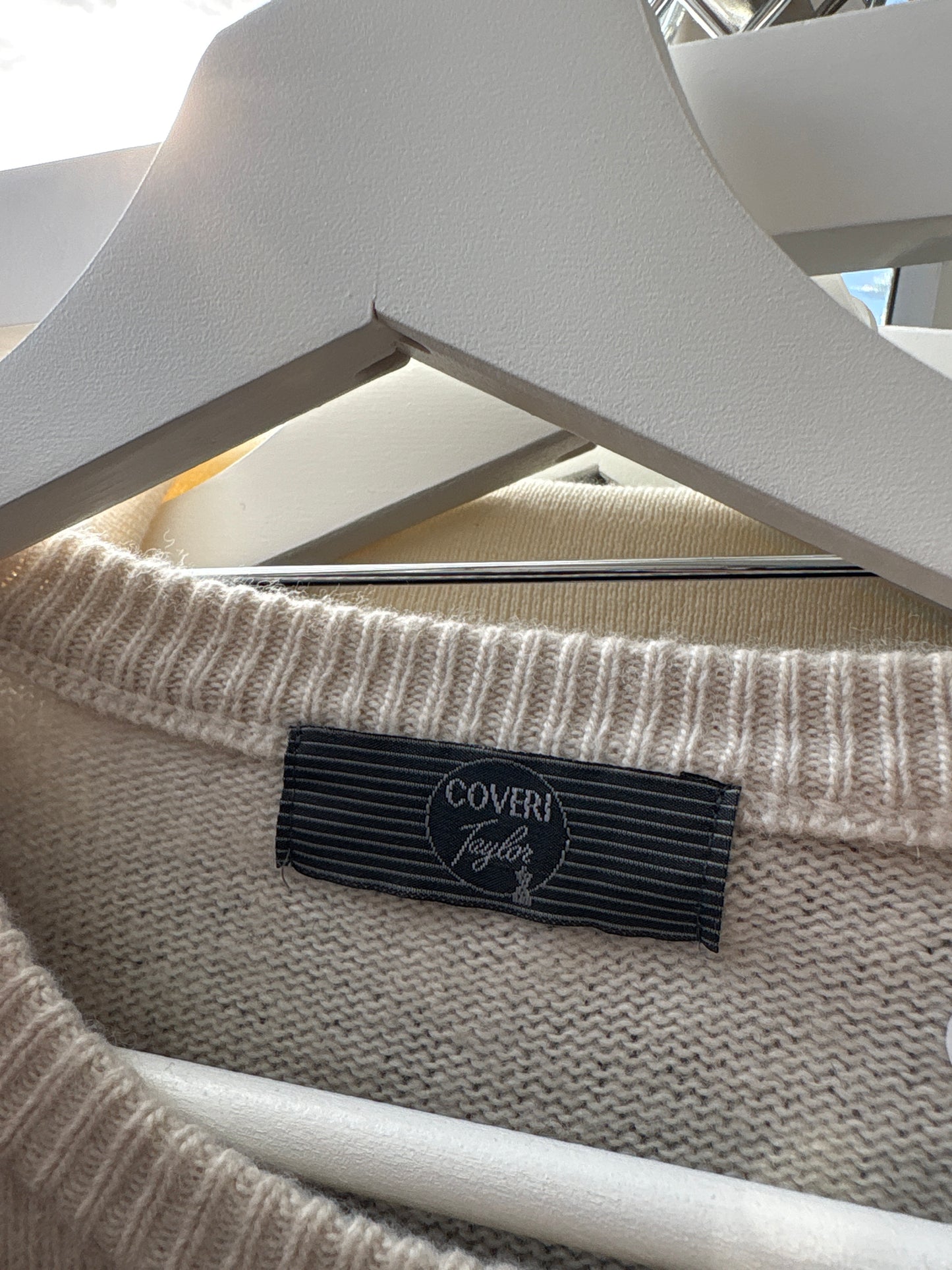 Pulover italian off white din cașmir multiply de gramaj mare