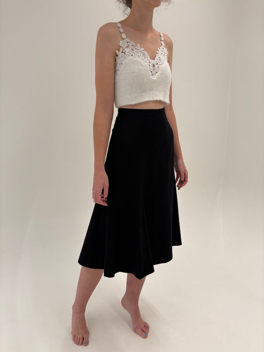 Fustă neagră cu talie uitrabianlta de la zi la seară din lana extrafina