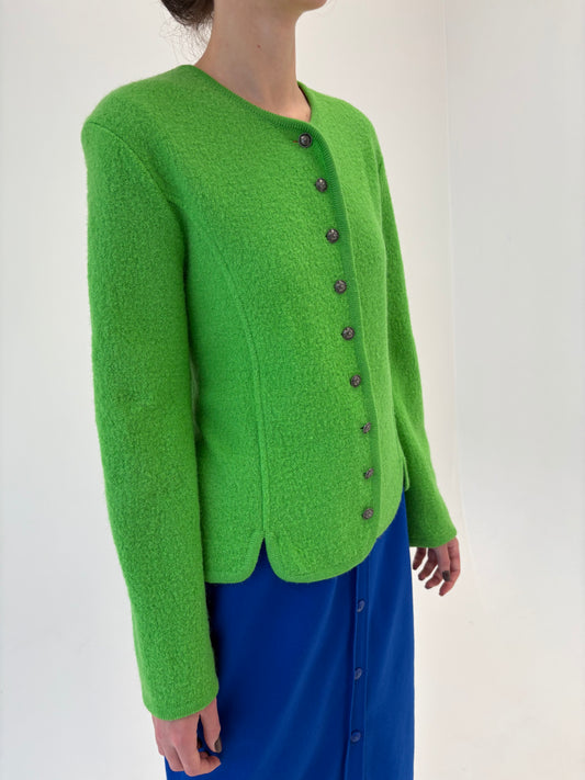 Sacou cambrat din lana plină electric green