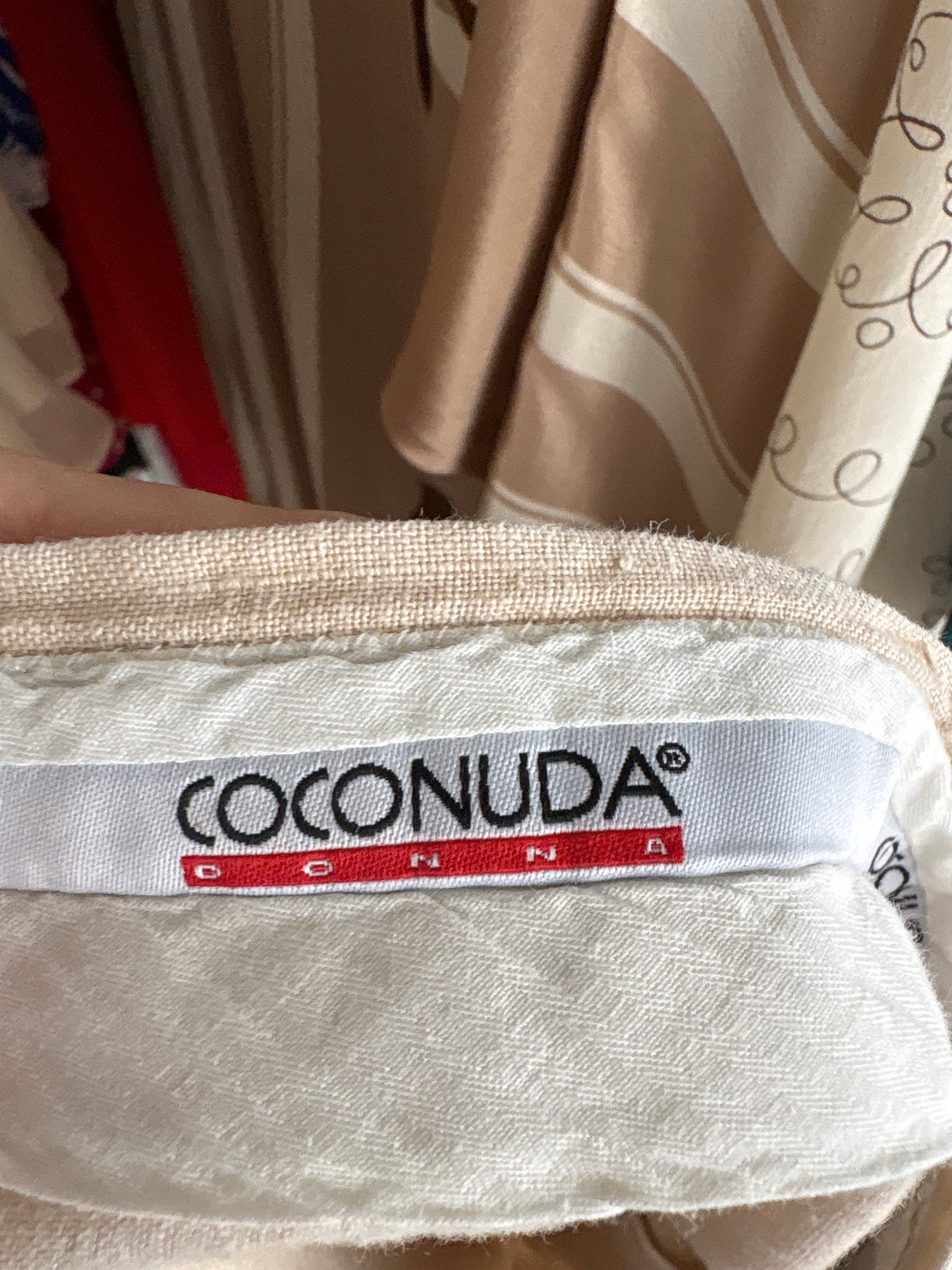 Pantaloni italienești premium camel în din in excepțional în croi drept petite