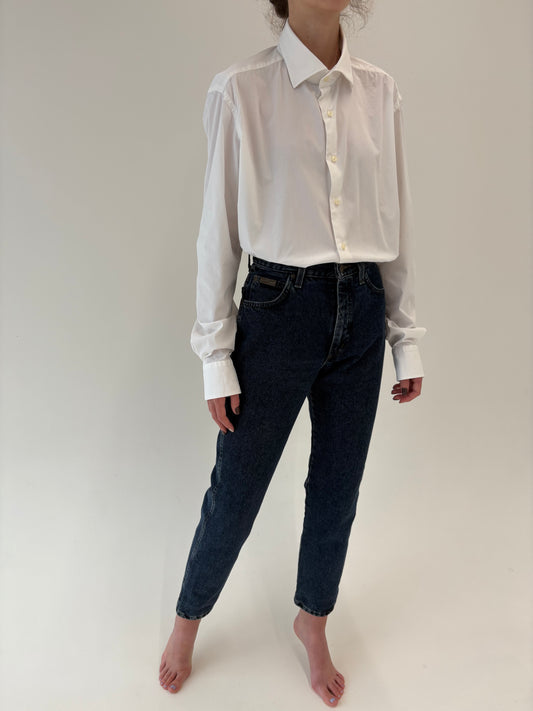 Jeans vintage premium dark wash cu talie ultra înaltă mom fit
