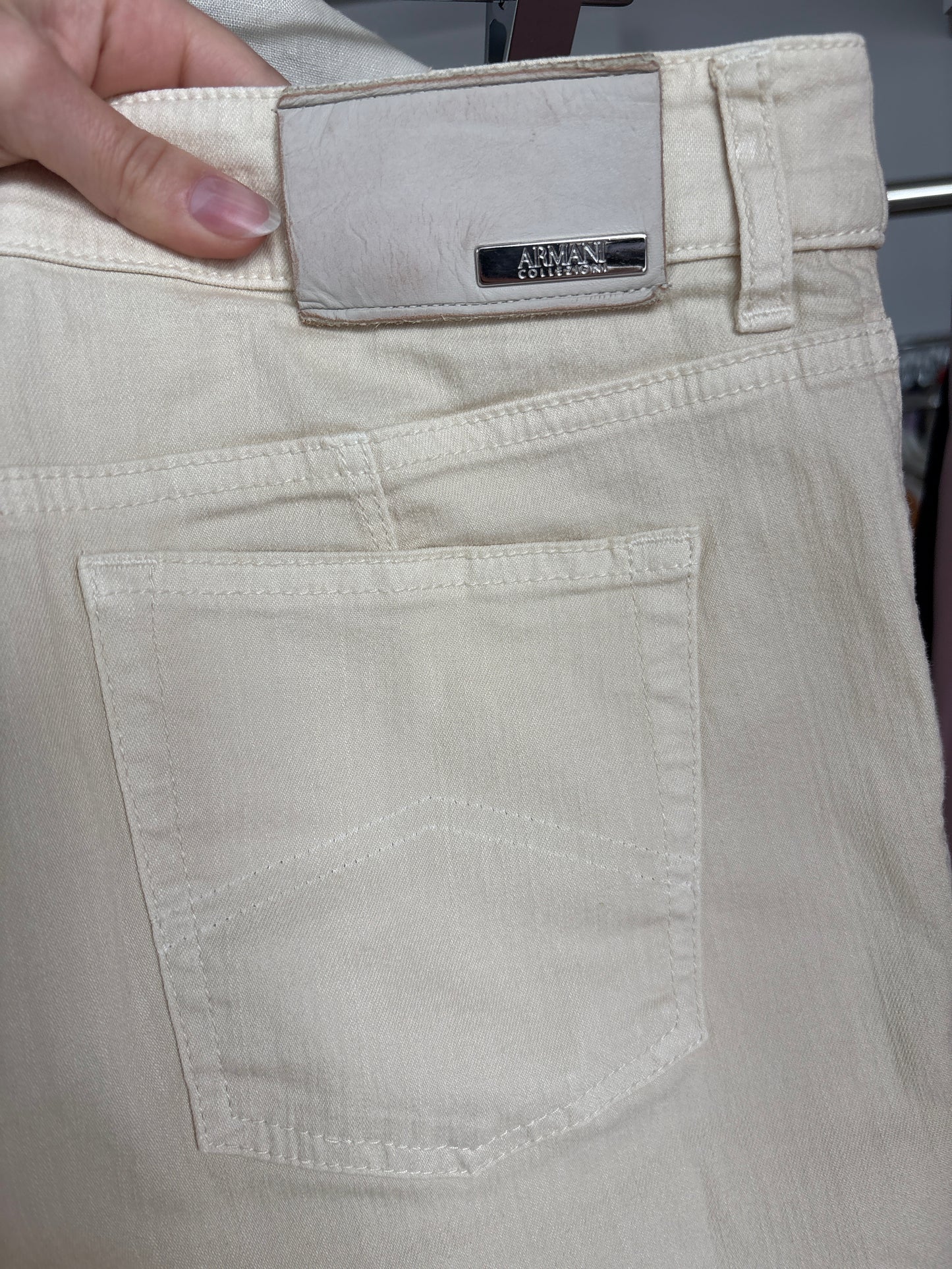 Pantaloni Armani vintage light nude din bumbac ultra confort modelator