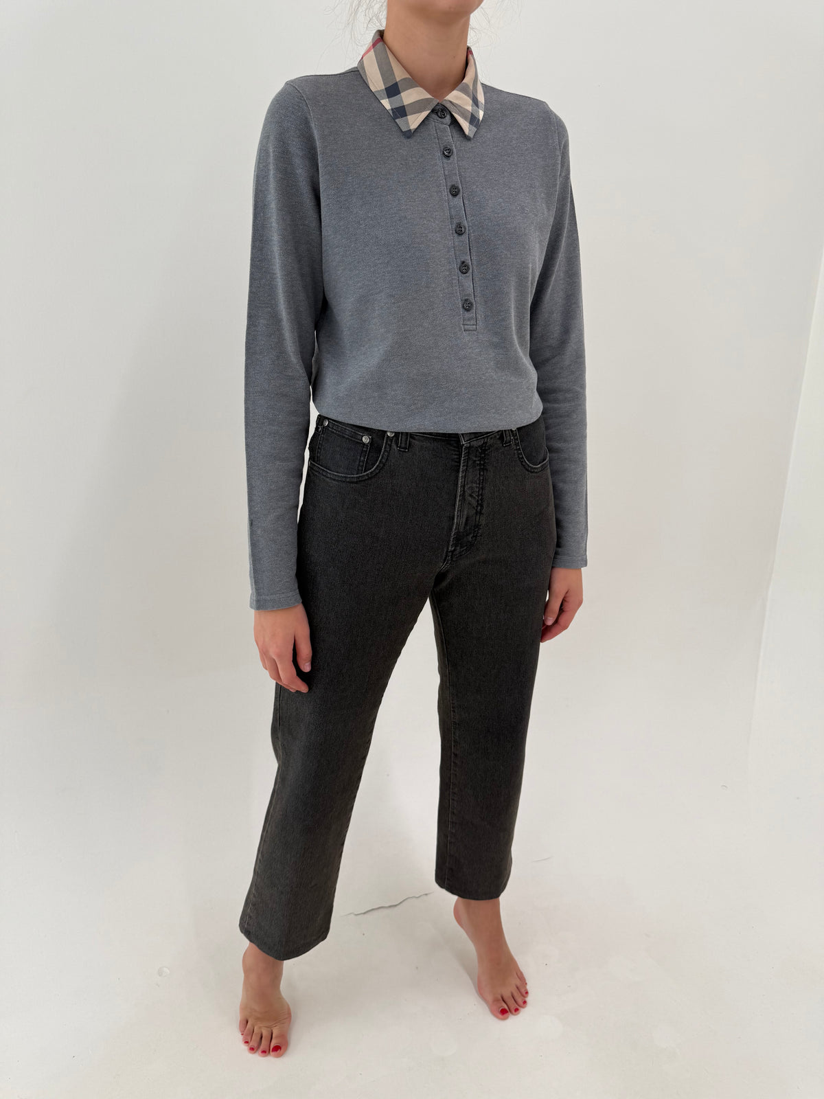 Jeans Trussardi straight leg dark wash din bumbac gros modelator