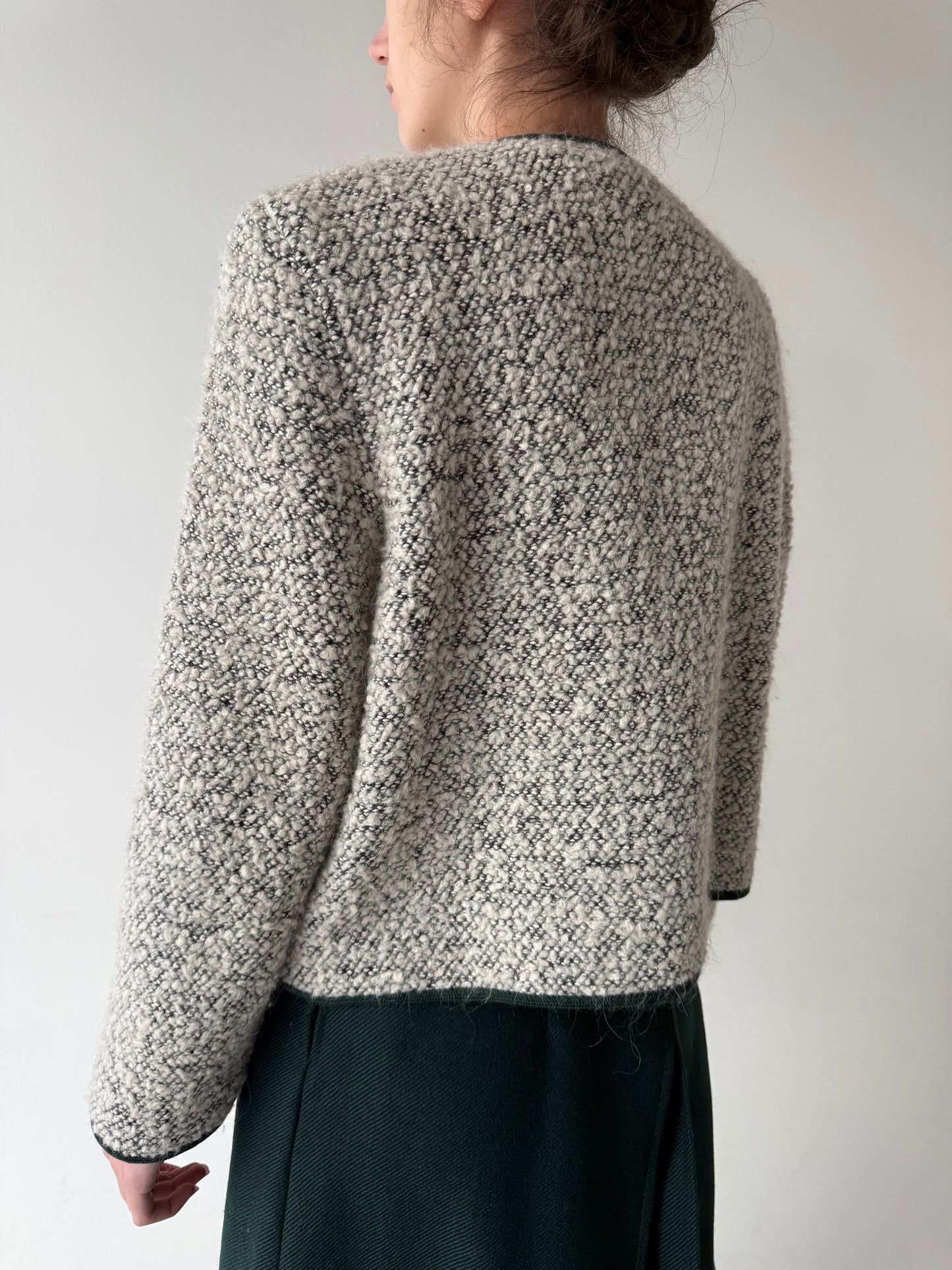 Sacou din boucle gros silver gray de lana cu Angora și mohair