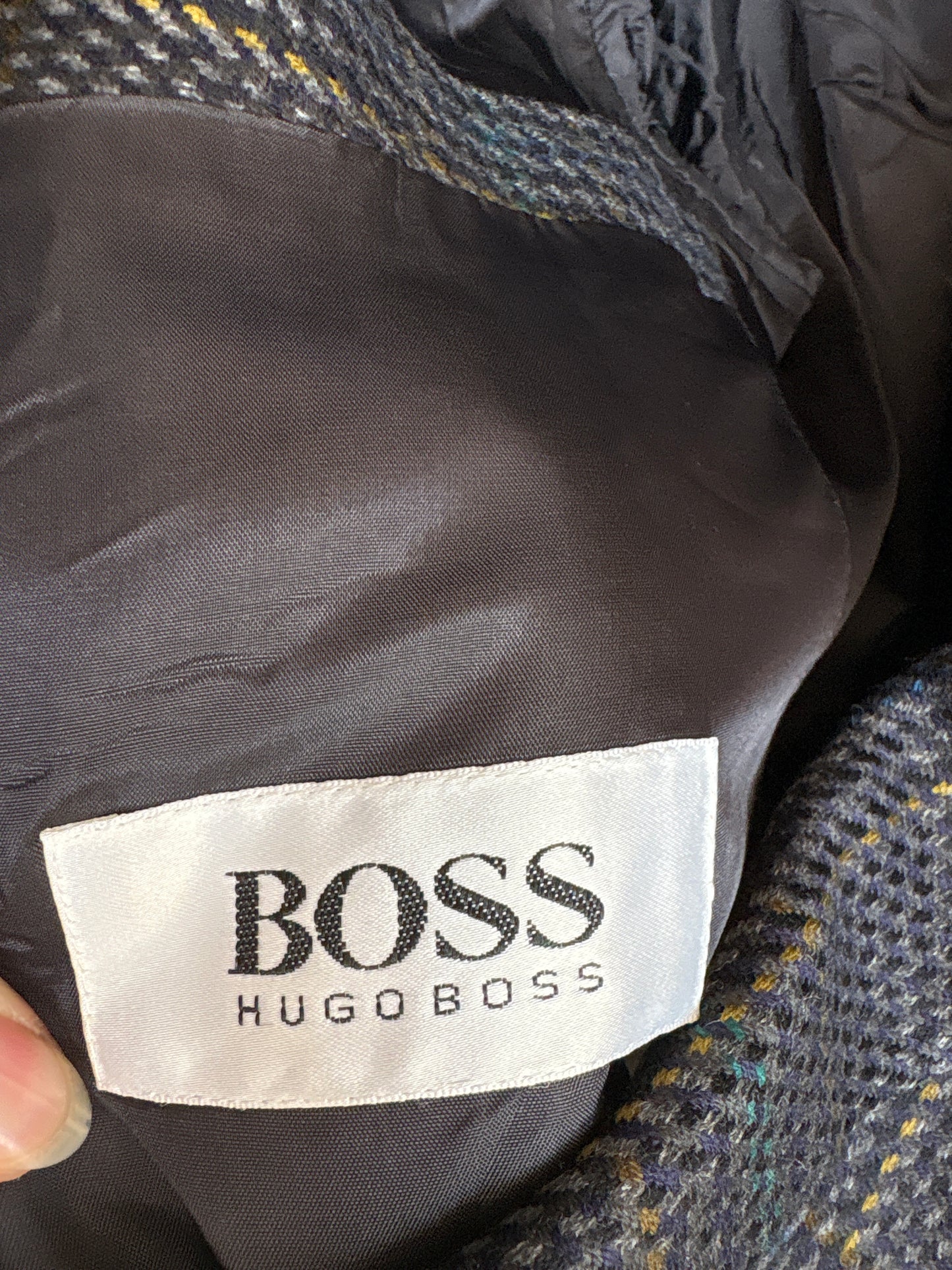 Sacou vintage Hugo Boss din tweed moale de lana extrafina în culori superbe