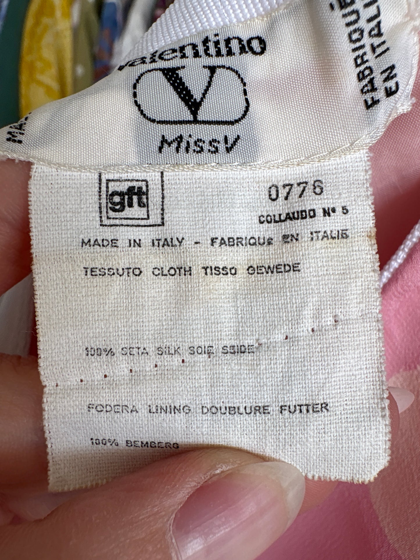 Fustă Valentino din mătase naturală cu buline și croi amplu cu talie ultra marcată