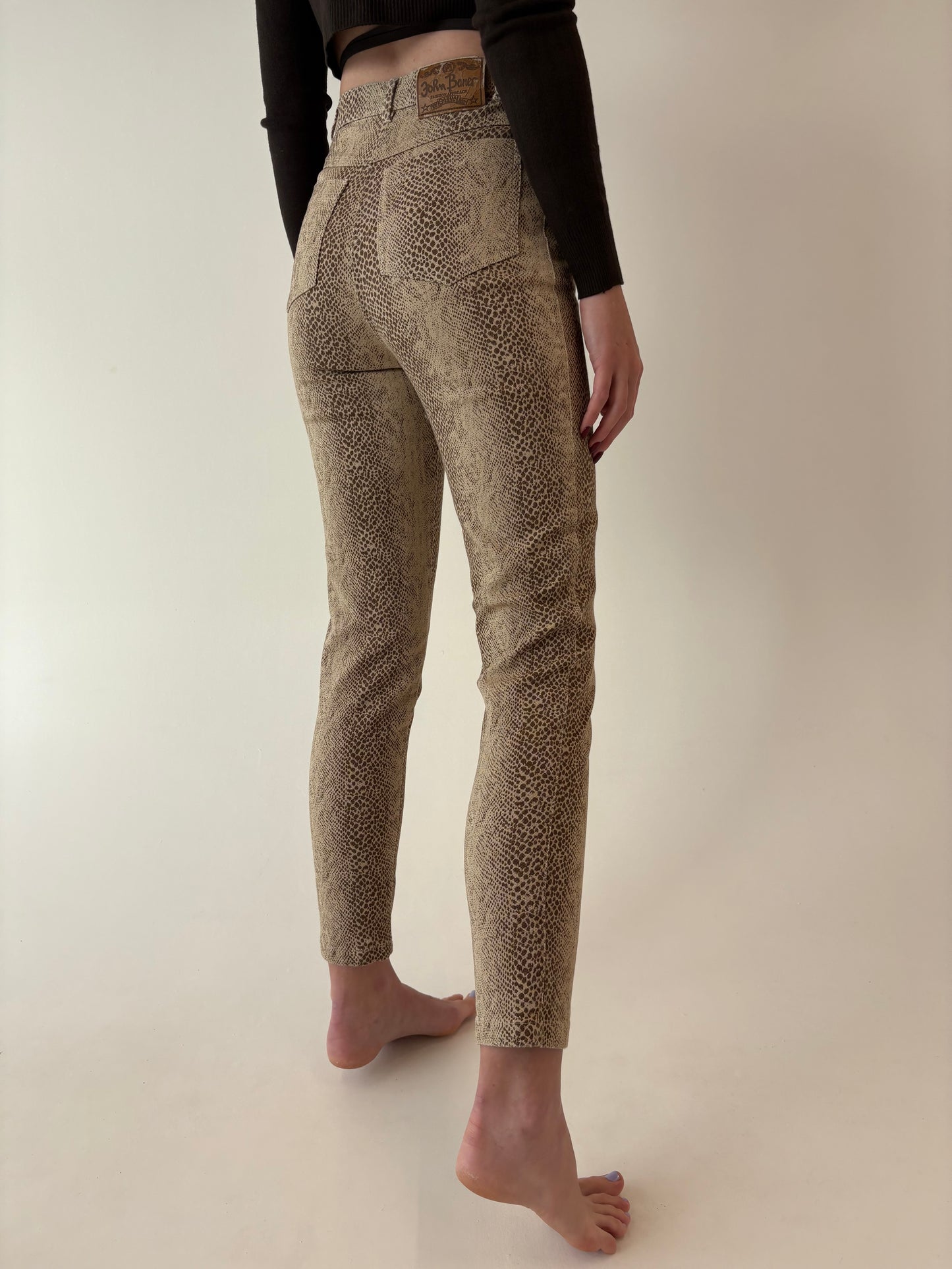 Jeans vintage Camel snake print ultra modelatori cu talie înaltă