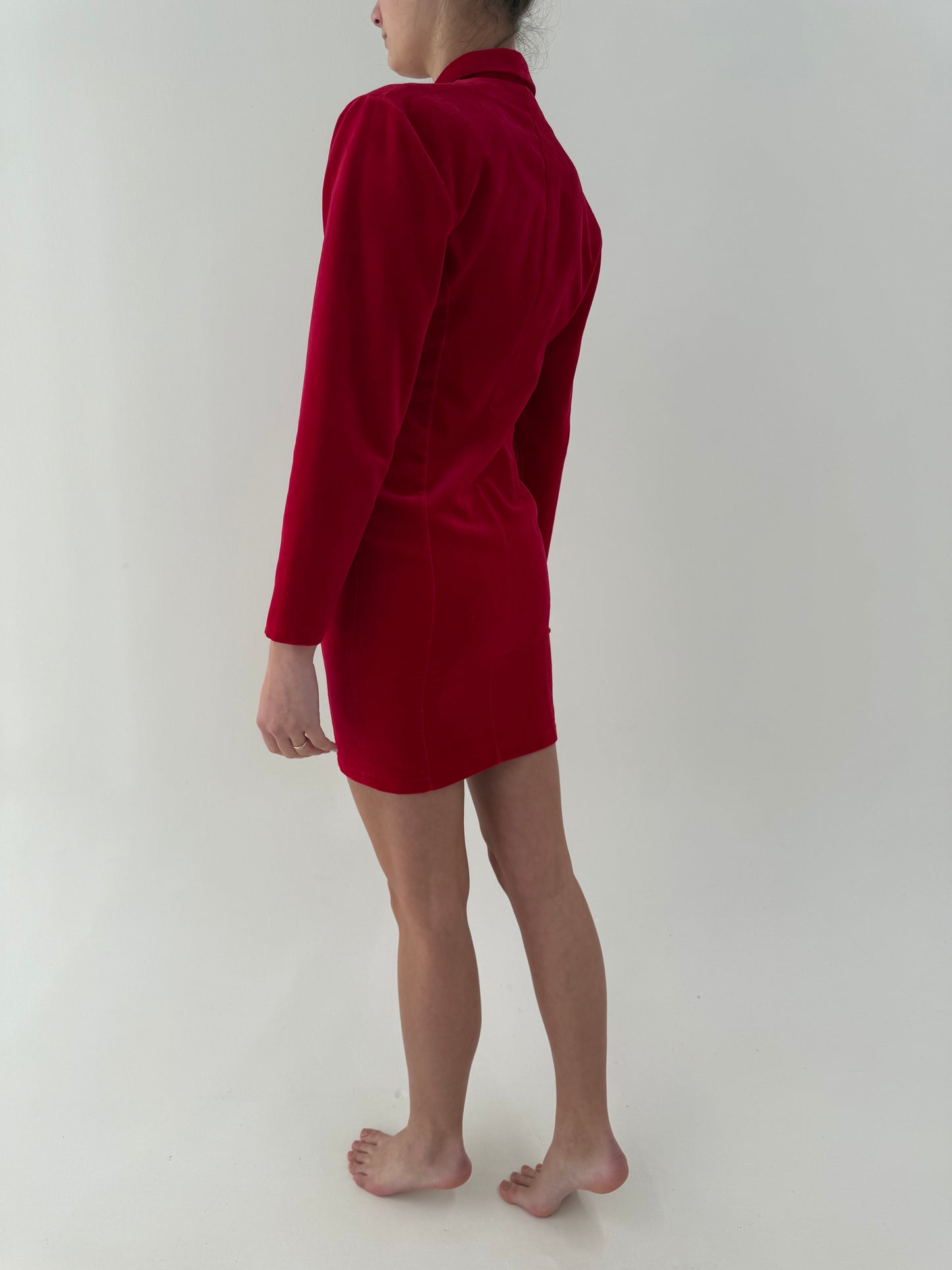 Rochie vintage tip sacou din catifea excepțională roșu superb