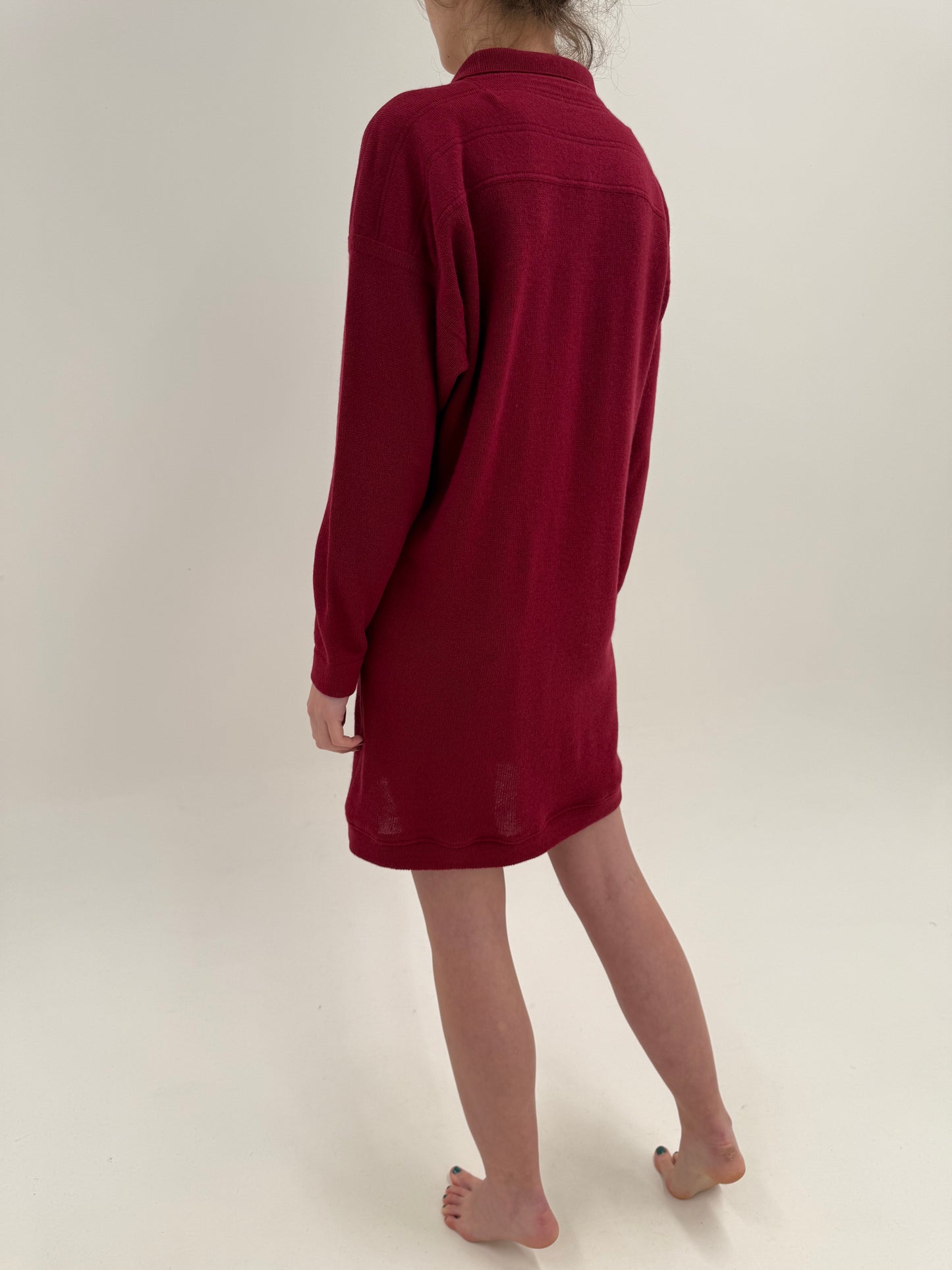 Rochie raspberry red din tricot plin de lana extrafina și Angora