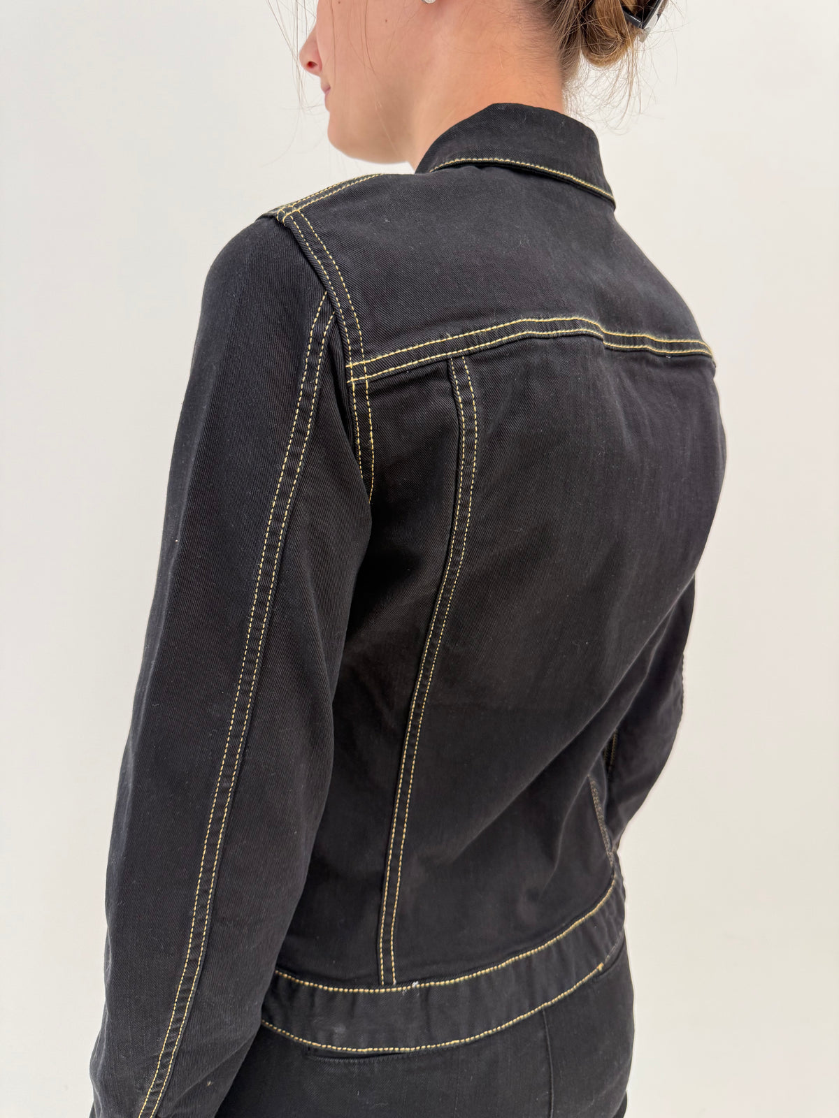 Geaca Dsquared din jeans negru ultra confort modelator