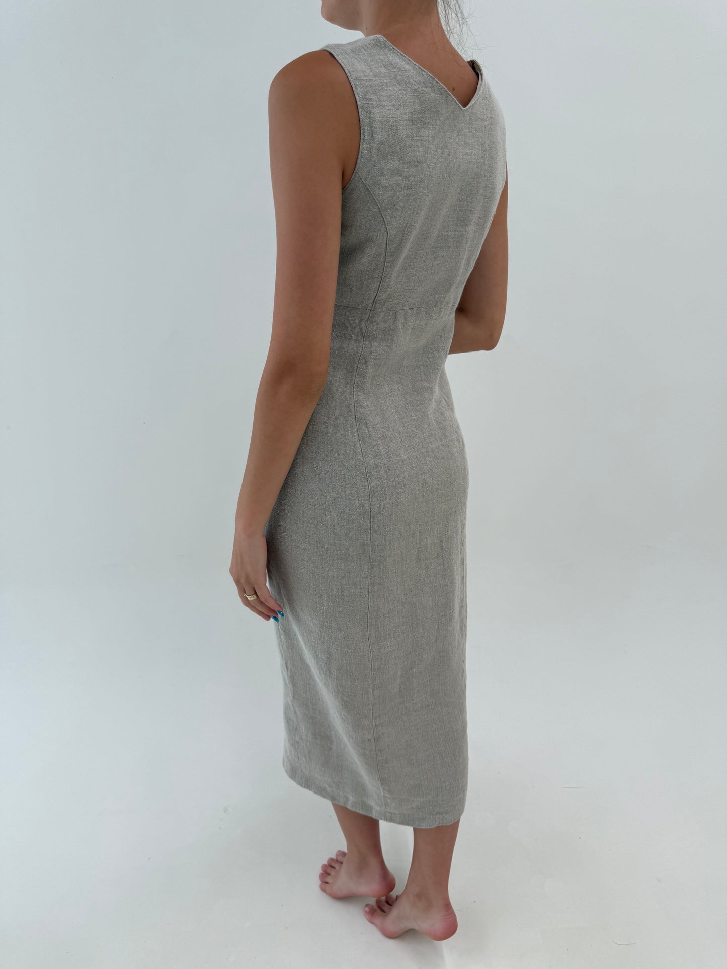 Rochie maxi sand nude din pânză excepțională de în structurat