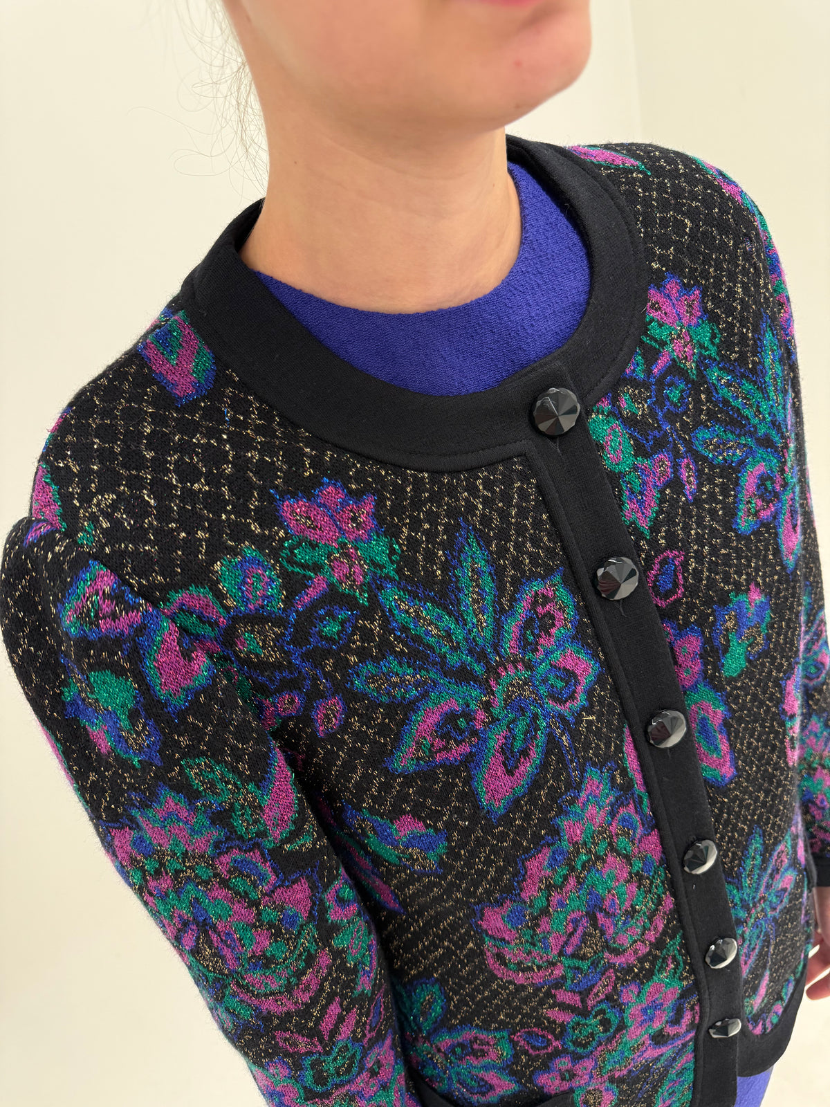 Cardigan tip sacou de brand luxury italian Liola din lana extrafina cu lurex