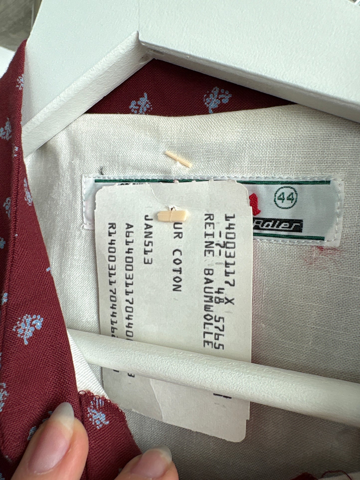 Rochie vintage burgundy cu print floral delicat baby Blue și corsaj