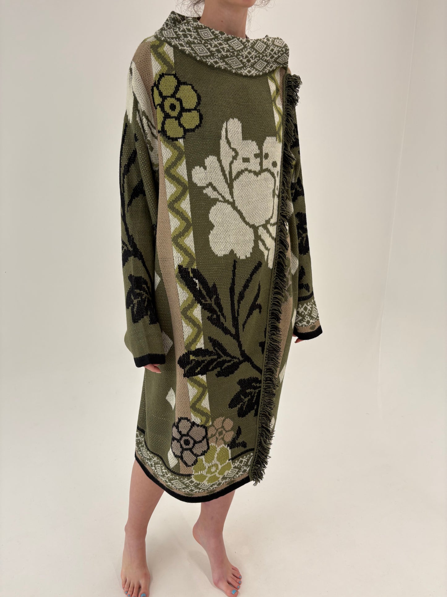 Cardigan lung supee gros tip pardesiu din mix de lana extrafina