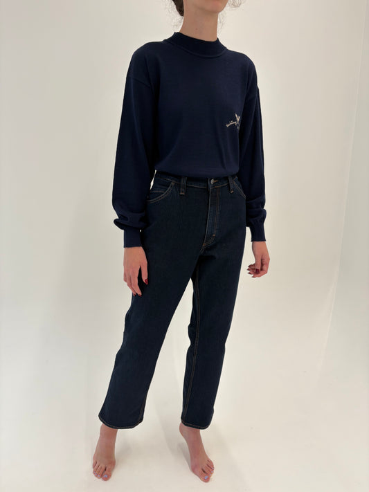 Jeans premium dark wash modelatori straight leg cu talie înaltă