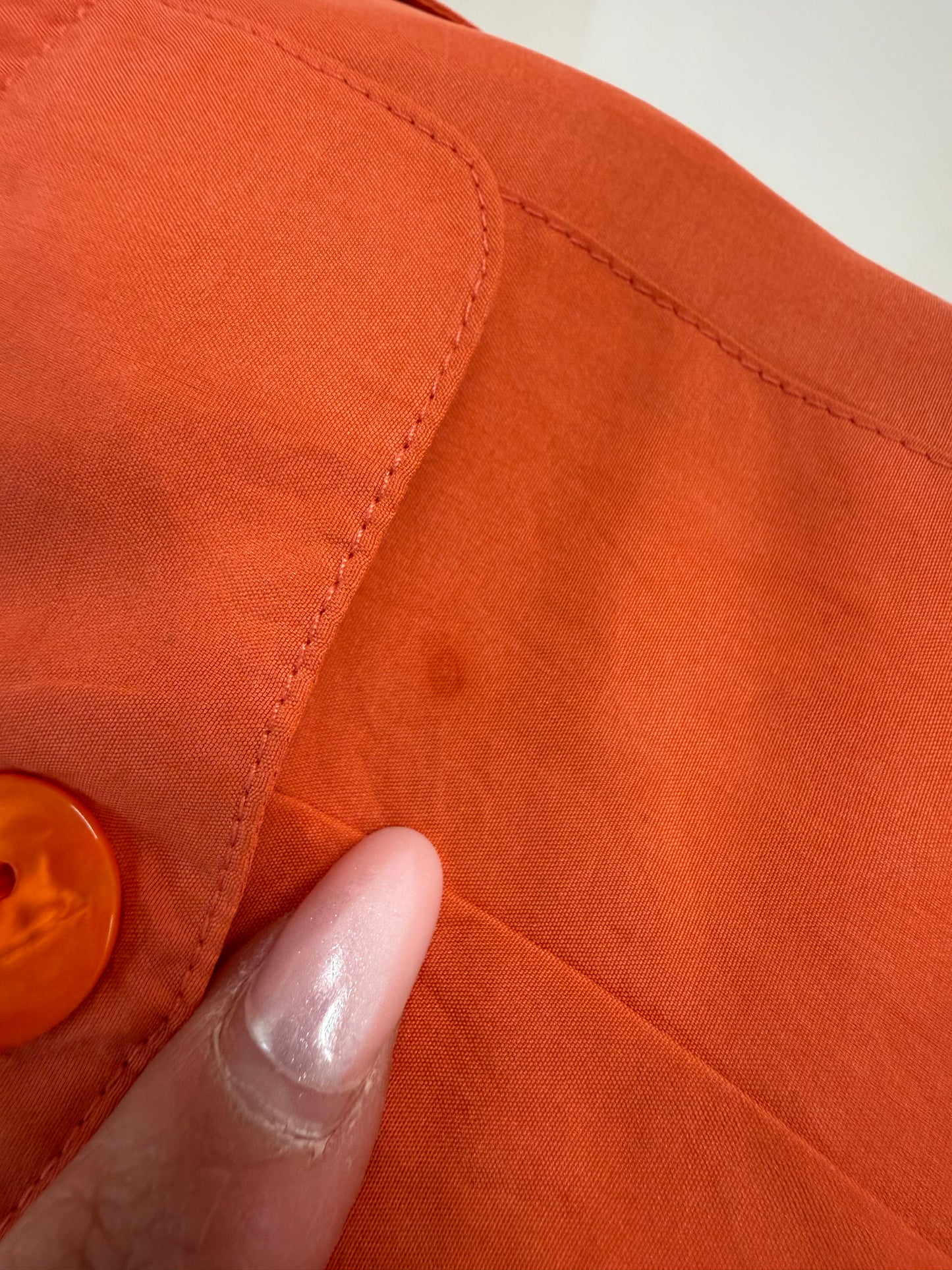 Rochie vintage italiană pumpkin orange tip cămașă din mătase naturală