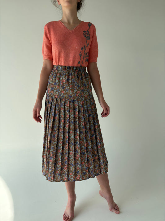 Fustă vintage plisată cu talie ultra înaltă marcată elastică