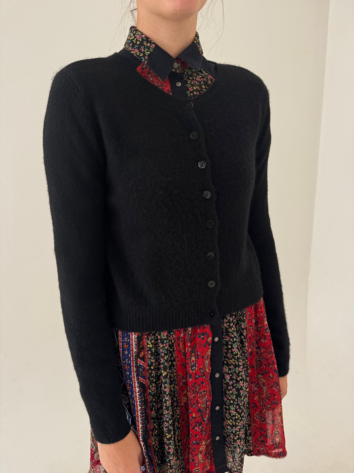 Cardigan de brand premium din cașmir negru