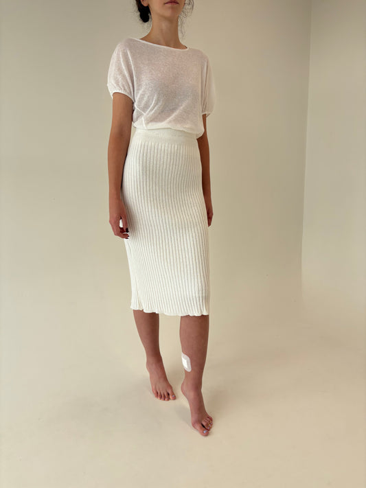 Fustă din jerse ribbed din mix de lana extrafina