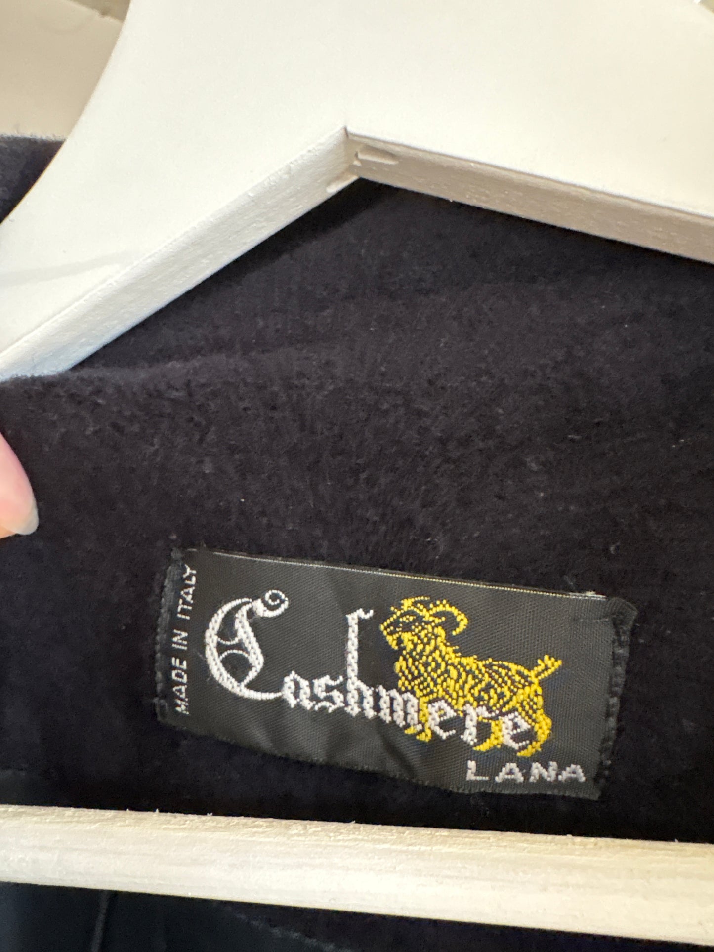 Sacou vinatge Navy blue din stofa plină de cașmir cu lana și emblema brodată