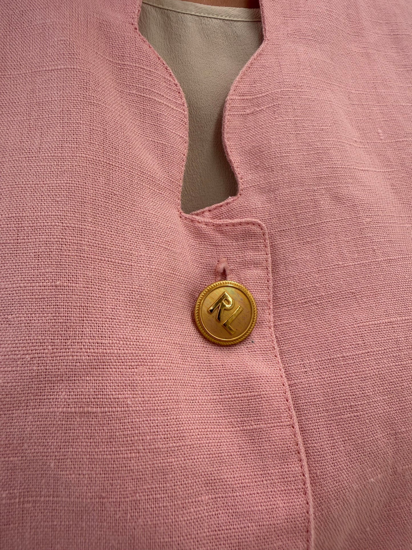 Sacou vintage italian excepțional powder Pink din pânză de in și bumbac