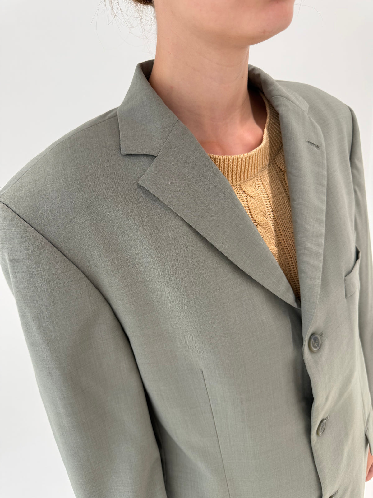 Sacou Hugo Boss Sage green din stofă subțire de lana extrafina tall