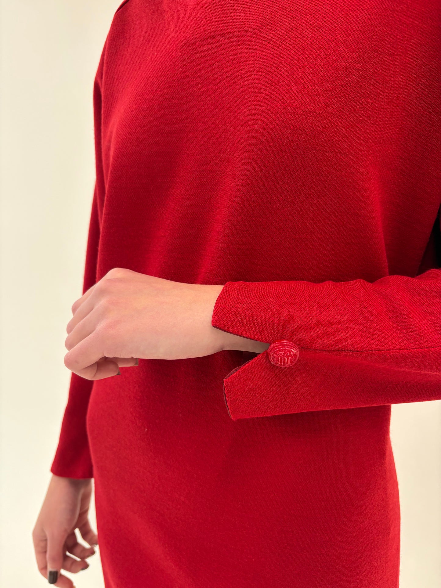 Rochie Old vintage cherry red anii 80 din lana extrafina de la zi la seară