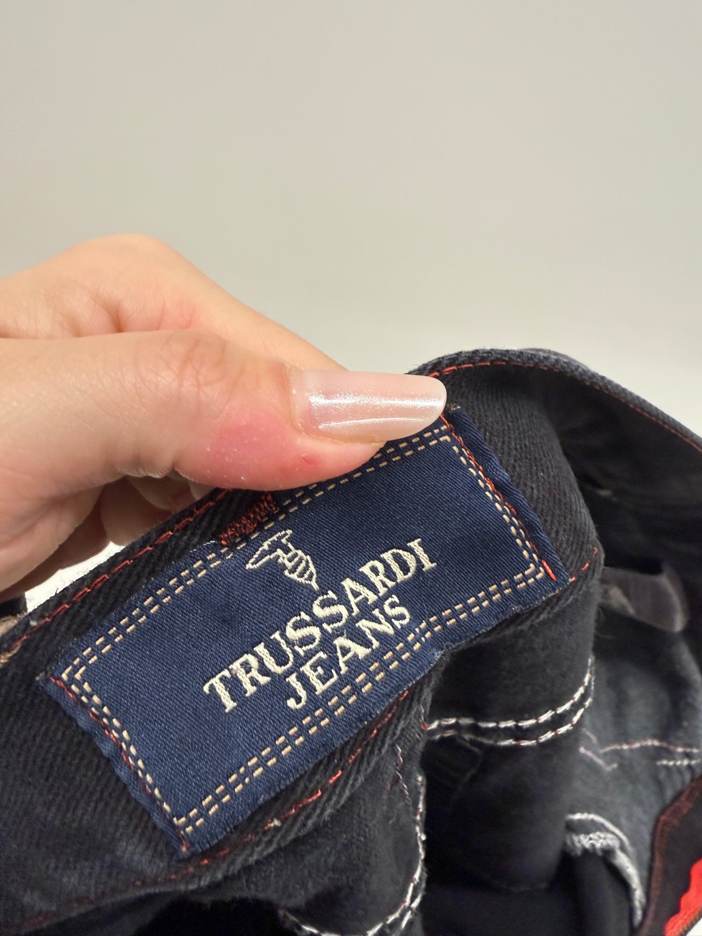 Jeans luxury Trussardi negru tall straight leg