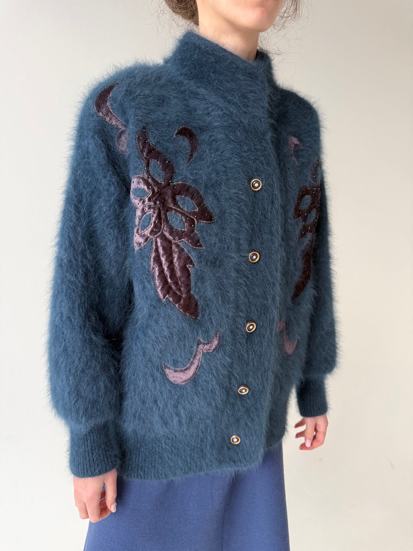 Jacheta vintage super călduroasă din Angora cu manșete înalte